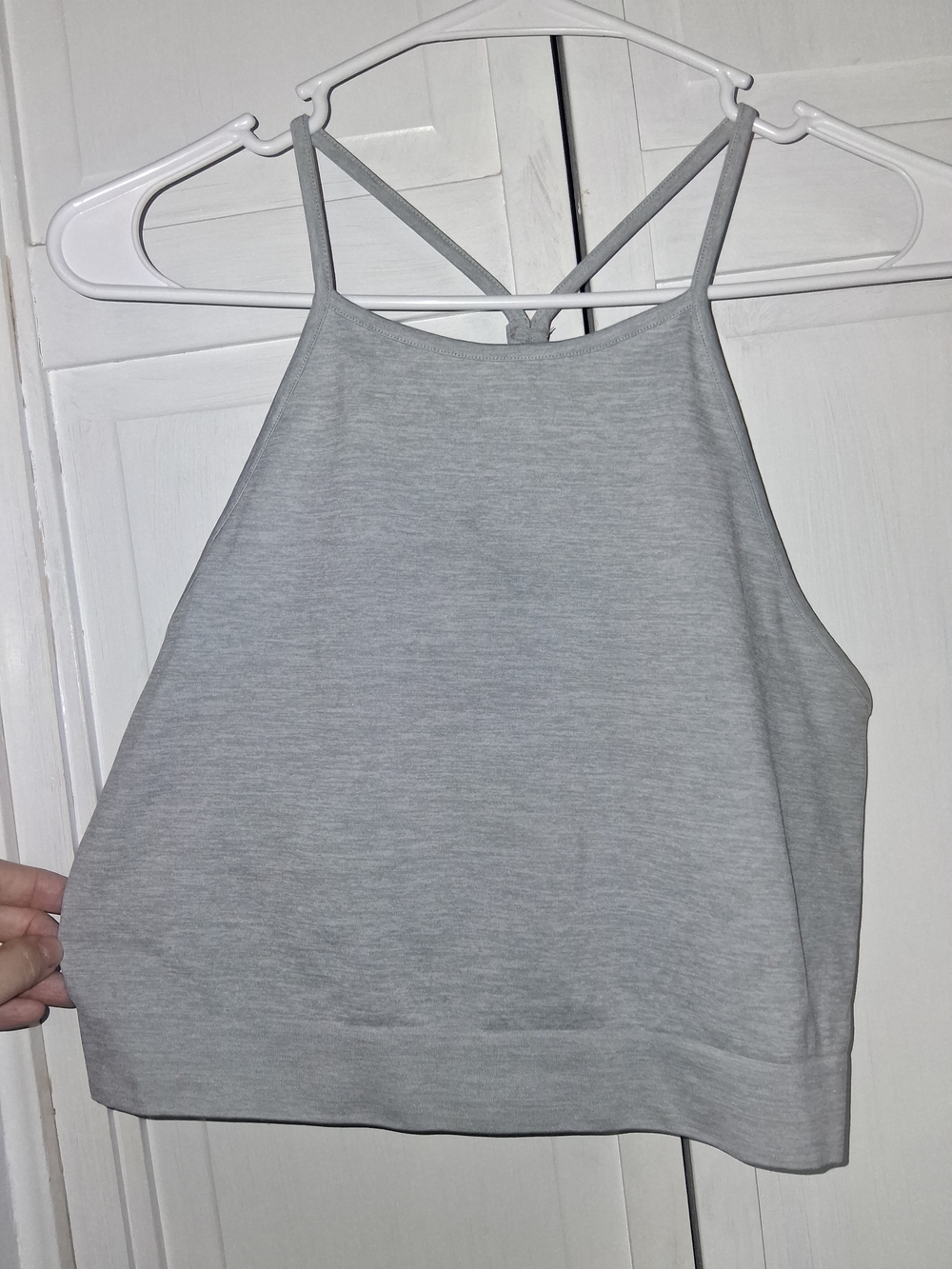 Fabletics Light Gray Strappy Crop Tank